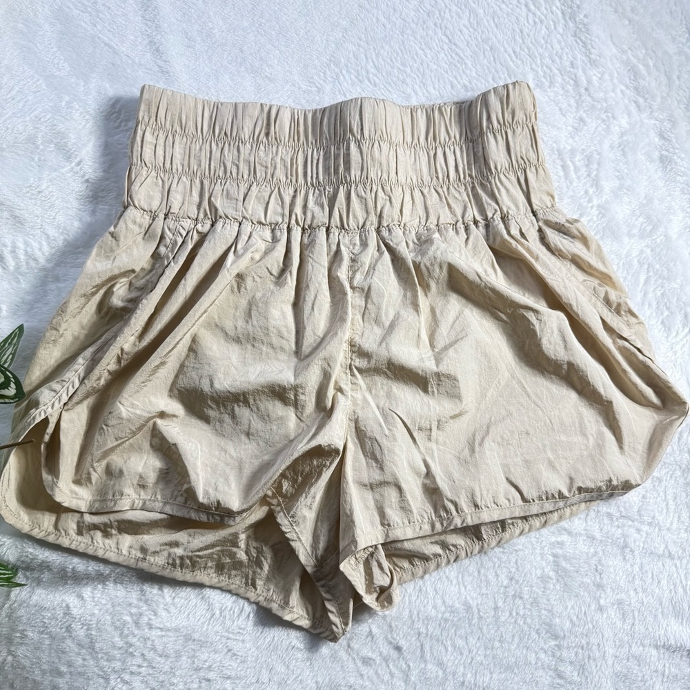 Free People Cream High Waisted Smocked Shorts XL